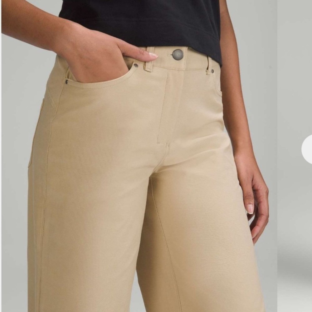 Lululemon City Sleek 5 Pocket Wide Leg Pant Trench Beige Warpstreme Womens 27